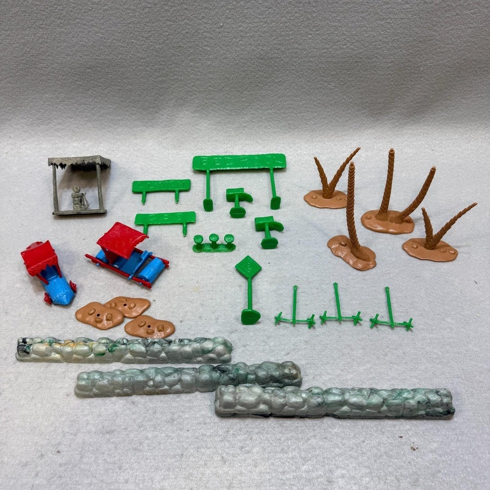 Vintage 1961 Flintstones Marx Playset 23 Replacement Pieces Vehicles Signs Walls